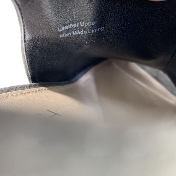 Via Spiga Bootie Peep Toe Sz 7 Heels Gray Leather Fringe Southwestern Country - Picture 9 of 16